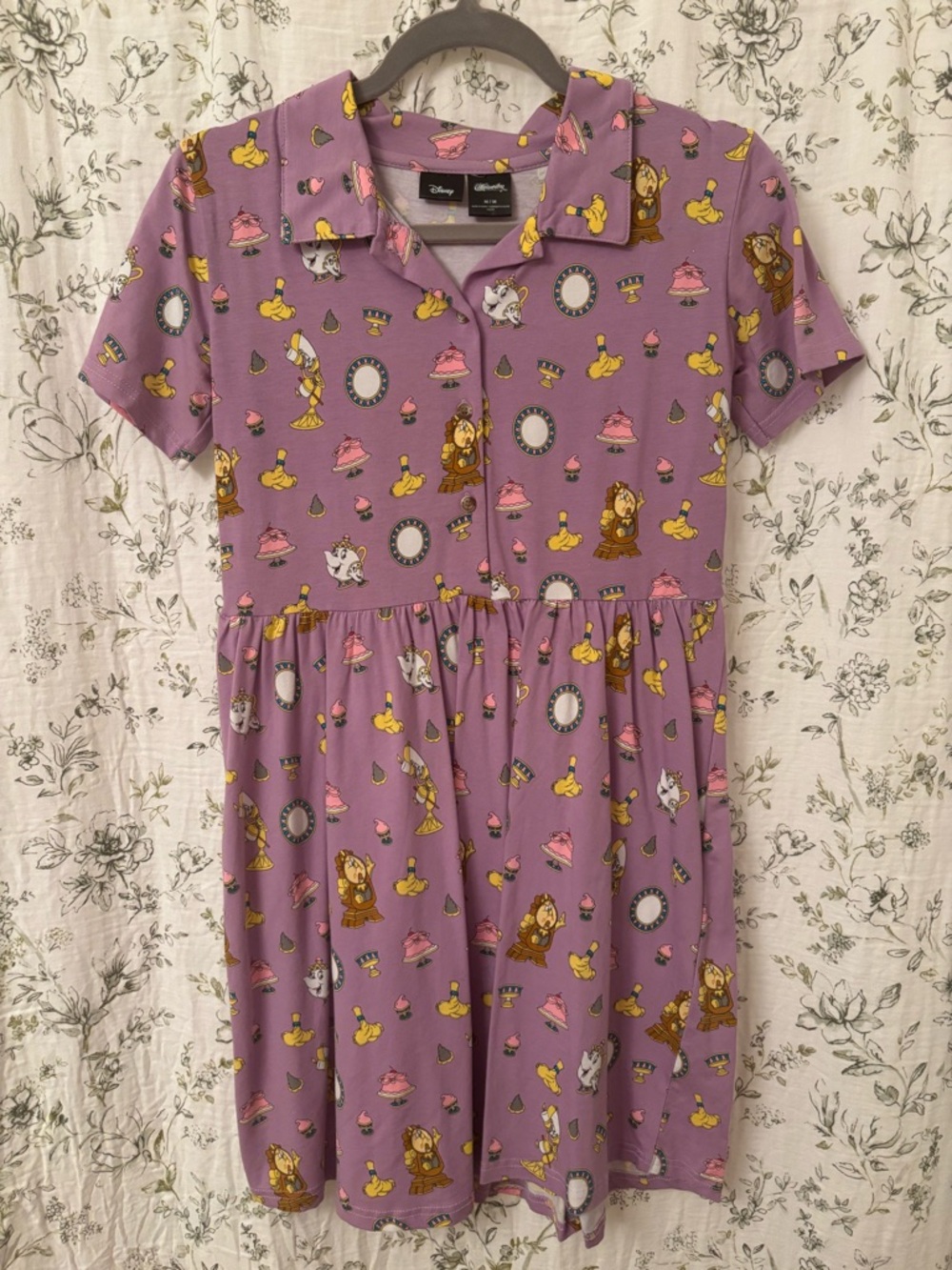 Disney x Cakeworthy Lavender Beauty & the Beast Short Sleeve Dress